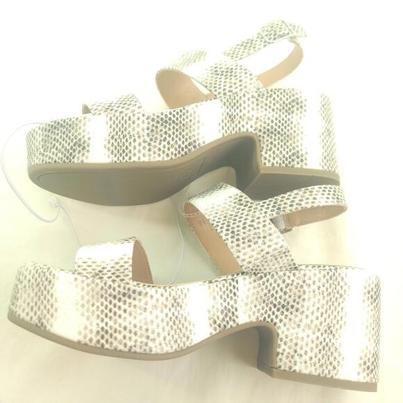 Marc Fisher White Reptile Print Platform Sandals Size 7 - Picture 13 of 13